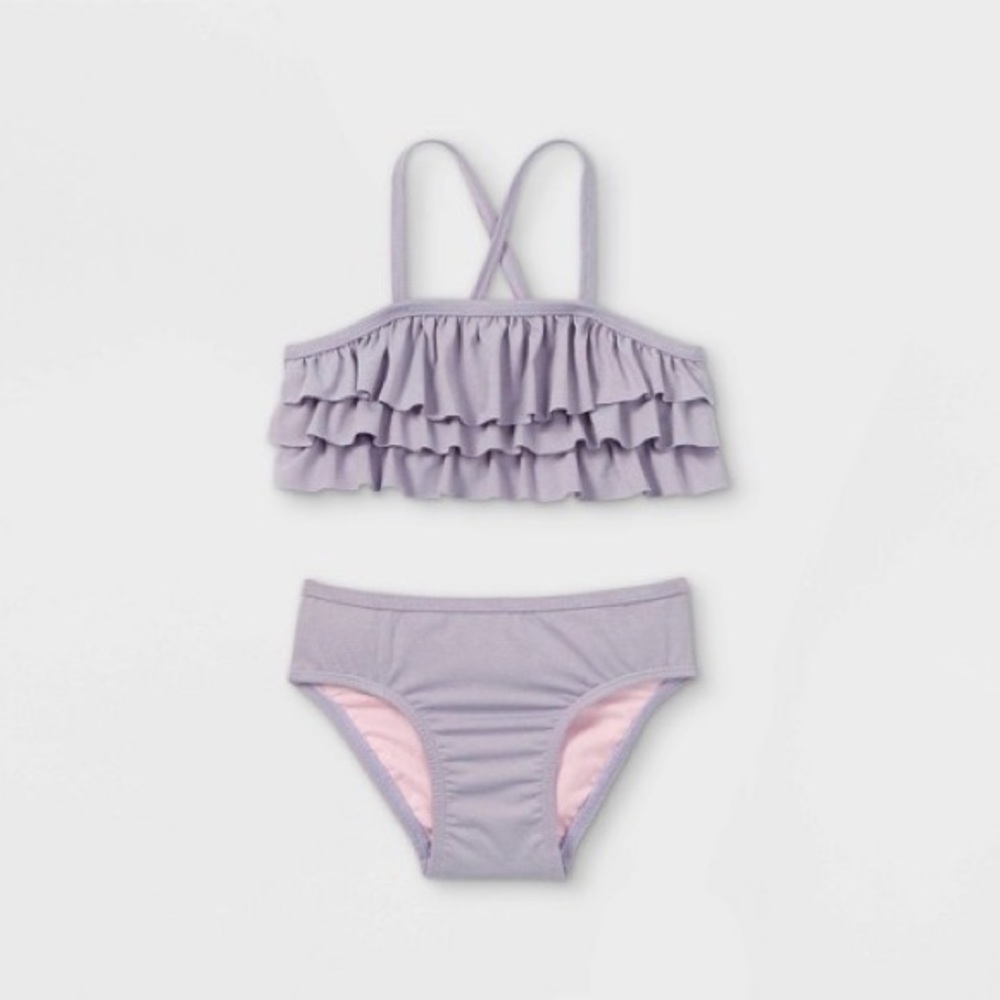 Purple Ruffle Cat & Jack Toddler Swimsuit